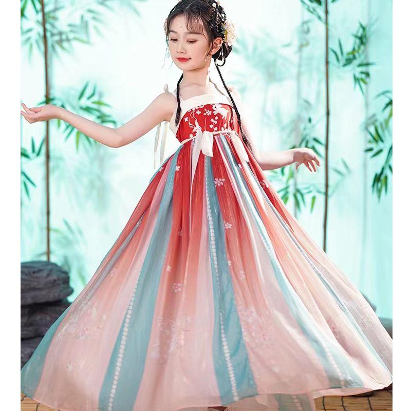 SHUANGYAN Cô gái Hán phục mùa xuân mùa hè Trung Quốc váy ngắn trẻ em Đường trang cô gái siêu tiên cổ trang phục mùa thu