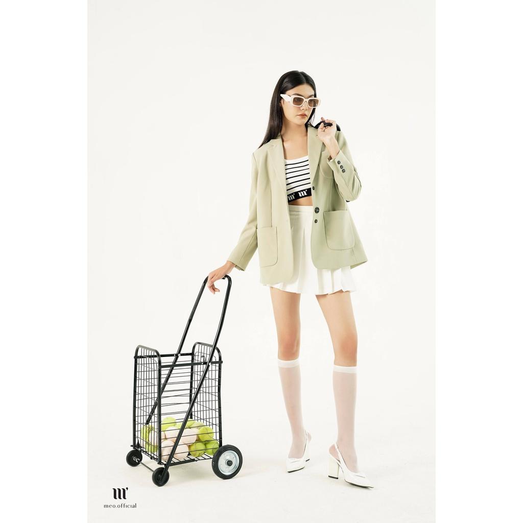 Áo blazer nữ Méo shop dài tay có túi hộp phối cúc Sunyta