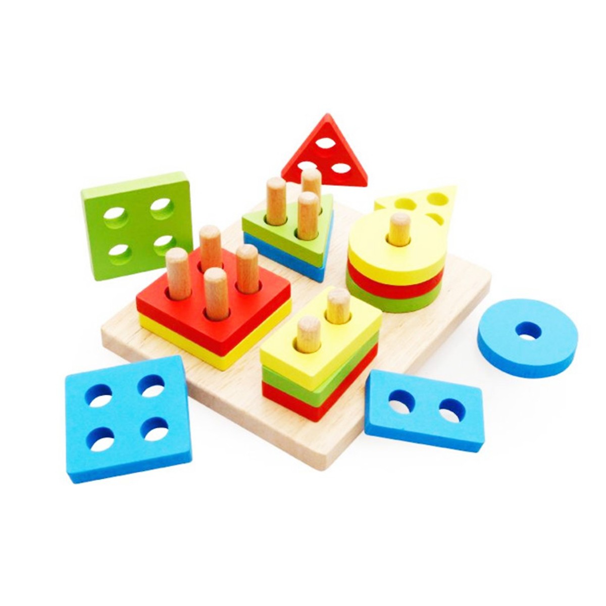 Thả Hình Hình Học 4 trụ - Đồ Chơi Gỗ Giáo Dục Cho Bé Mykids