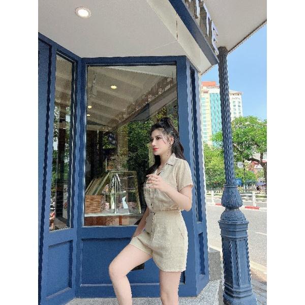 SÉT BỘ SHORT ÁO CỔ VEST CÀI NÚT