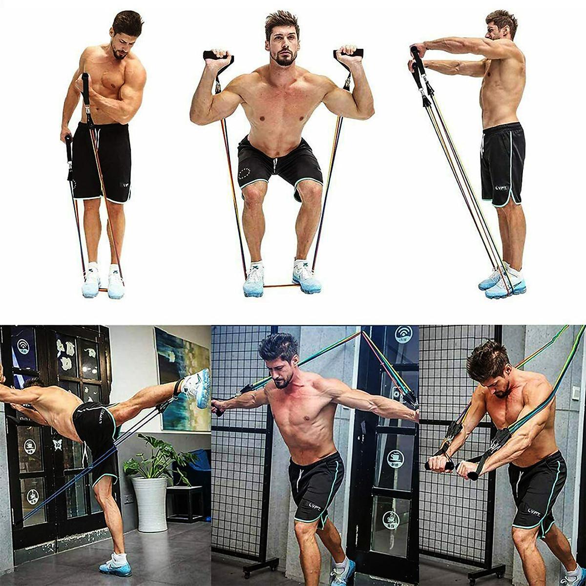 Bộ 5 dây ngũ sắc kháng lực tập Gym - Dây cao su kháng lực hỗ trợ tập toàn thân