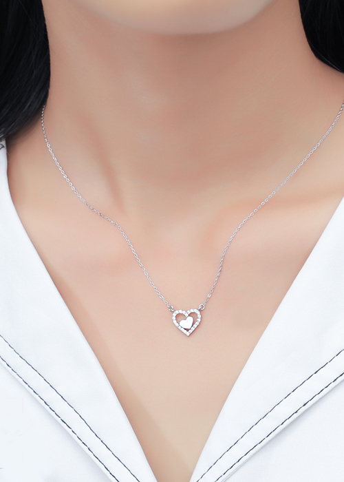 Dây chuyền trái tim đính đá bạc N4011 Jyme Jewelry