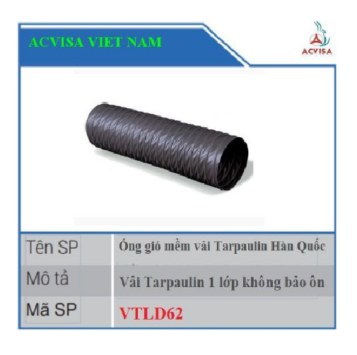 Ống gió mềm vải Tarpaulin 1P Ø150mm loại không bảo ôn 10 mét/ cuộn