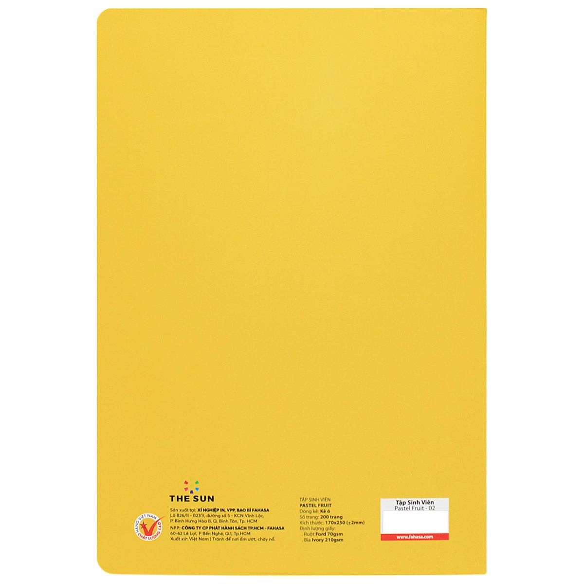 Tập Sinh Viên Pastel Fruits - Kẻ Ô - 200 Trang 70gsm - The Sun 03 (Mẫu Bìa Giao Ngẫu Nhiên)