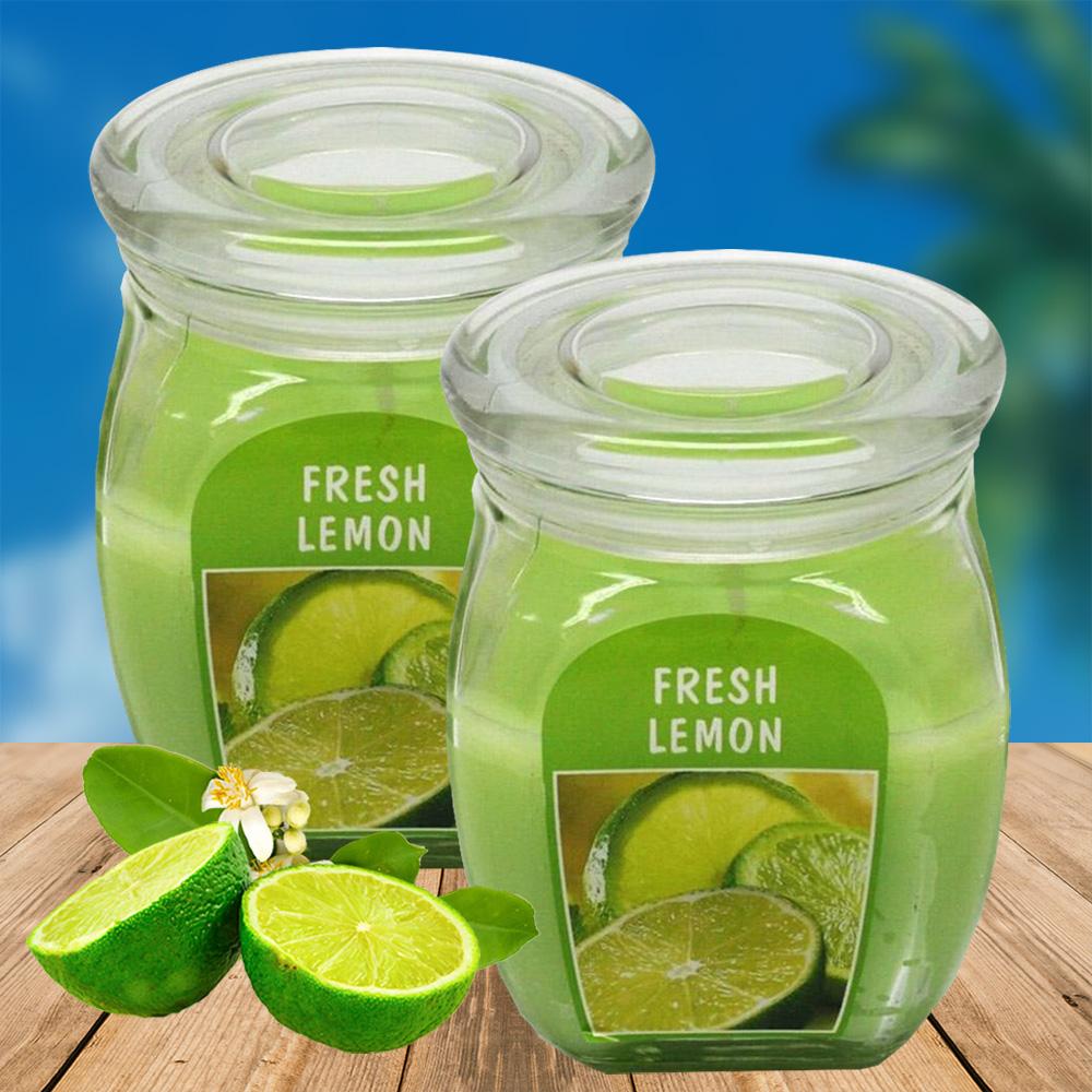 Combo 2 hũ nến thơm tinh dầu Bolsius Fresh Lemon 305g - hương chanh tươi, nến trang trí, thơm phòng, thư giãn, khử mùi