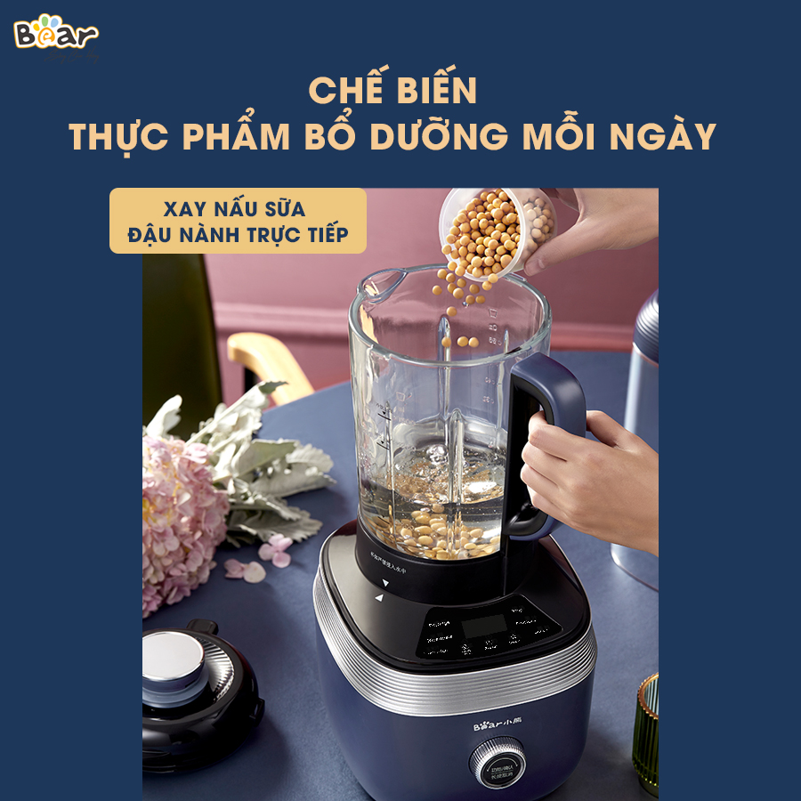 Máy Xay Nấu Đa Năng Bear 1,5L Chống Ồn Cao Cấp, Làm Sữa Hạt, Sinh Tố Tiện Lợi PBJ-B06S2 - Hàng chính hãng