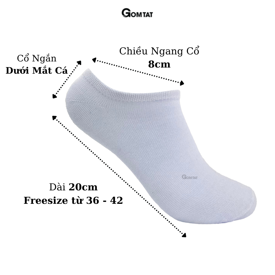 Hình ảnh Tất Trơn Cổ Ngắn Nam Nữ GOMTAT, Vớ Cổ Ngắn Unisex Trơn Màu Vải Cotton Chuẩn Xuất Nhật - TRONNGAN-VNXK