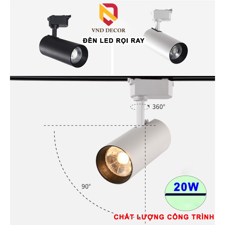 ĐÈN LED RAY RỌI 20W, LED RỌI ỐNG BƠ COB 20W, VỎ TRẮNG-ÁNH SÁNG TRẮNG/VÀNG/TRUNG TÍNH, TRANG TRÍ CỬA HÀNG, SHOP, SHOWROOM