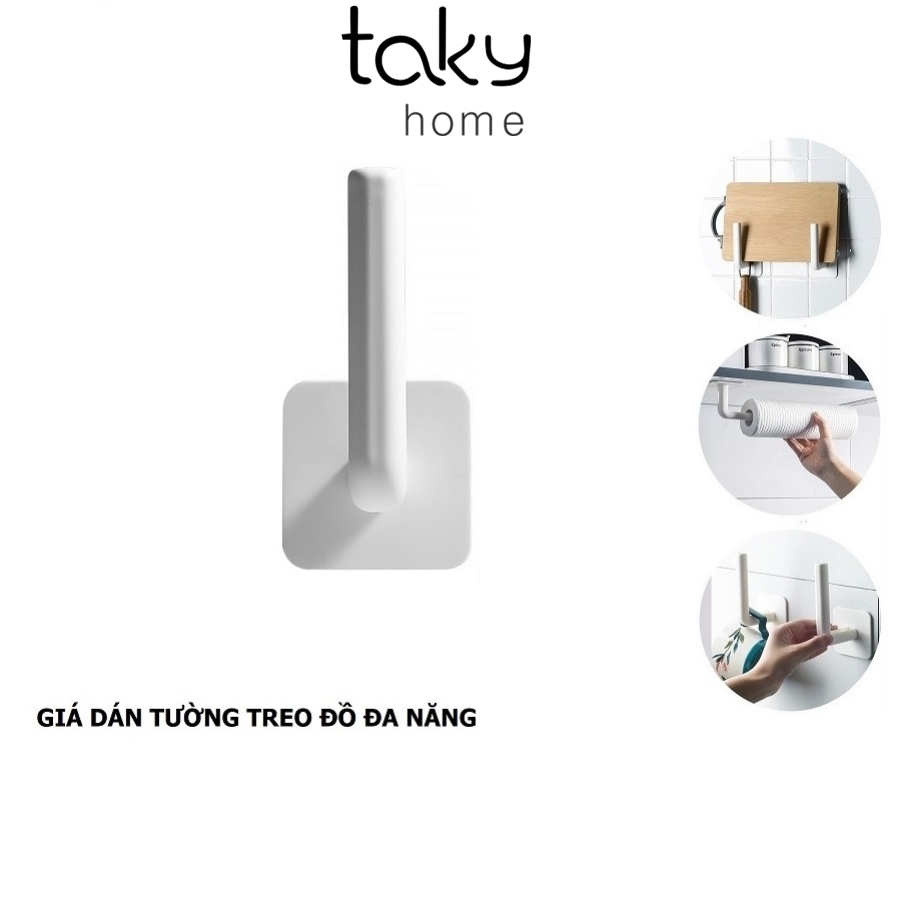 Giá Dán Tường Treo Cuộn Giấy, Móc Gài Vung Nồi, Cuộn Túi Nilon, Lõi Rỗng, Móc Treo Đồ Dính Tường Đa Năng. TakyHome 4070