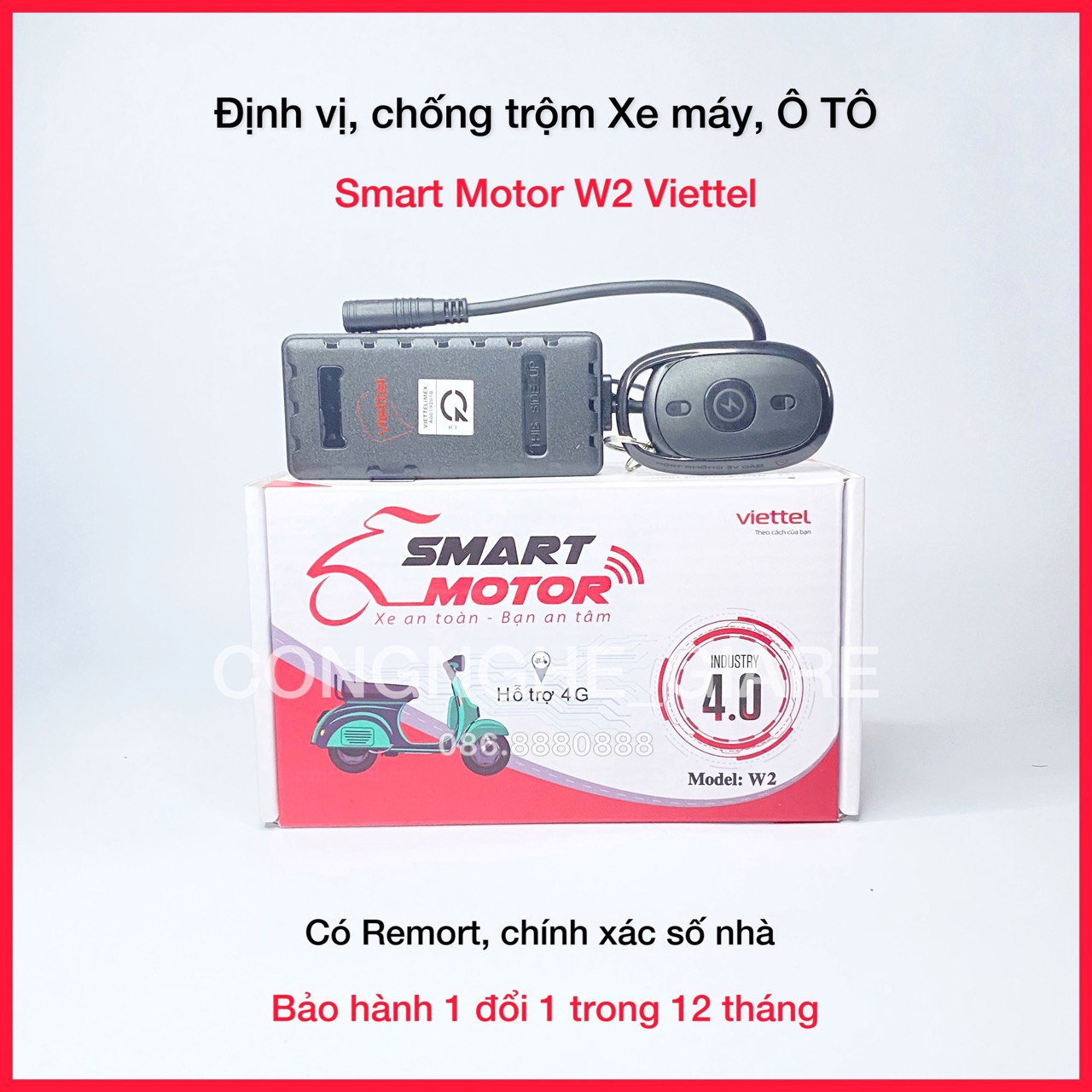 [Có REMORT] Định vị, chống trộm Xe máy, Ô TÔ - Smart Motor W2 Viettel (Chip 4G SX 2022)