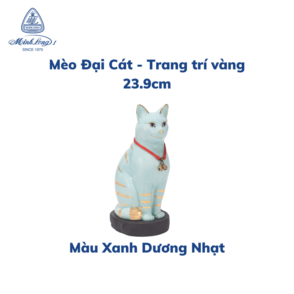 Mèo Đại Cát Trang Trí Vàng - 23.9 cm - Gốm sứ Minh Long