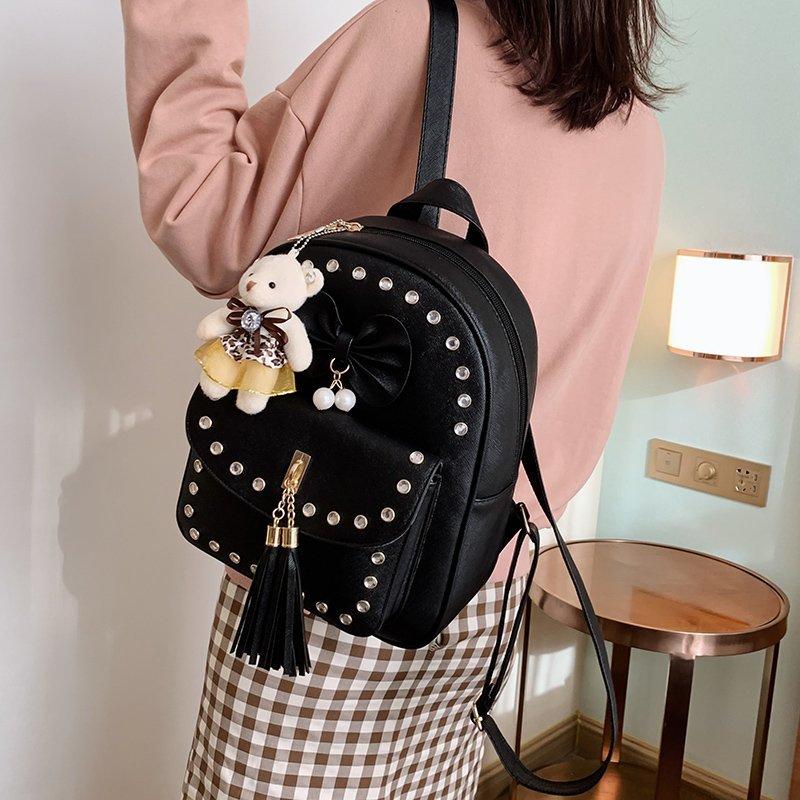 Chongsukei Nơ Mini Dễ Thương Da Ba Lô Trẻ Em Công Chúa Cô Gái Đeo Túi Ba Lô Thời Trang Nhỏ Túi Tất Cả Trận Đấu