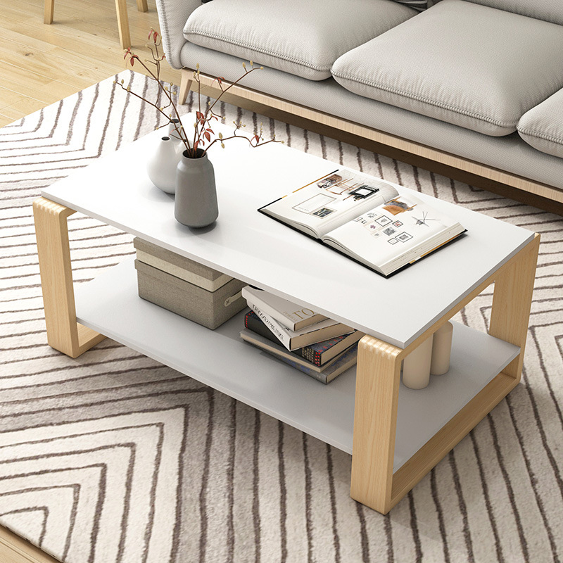 Bàn sofa hiện đại 2 tầng đa năng 100x45x45cm, bàn uống trà decor chân gỗ cao cấp chắc chắn