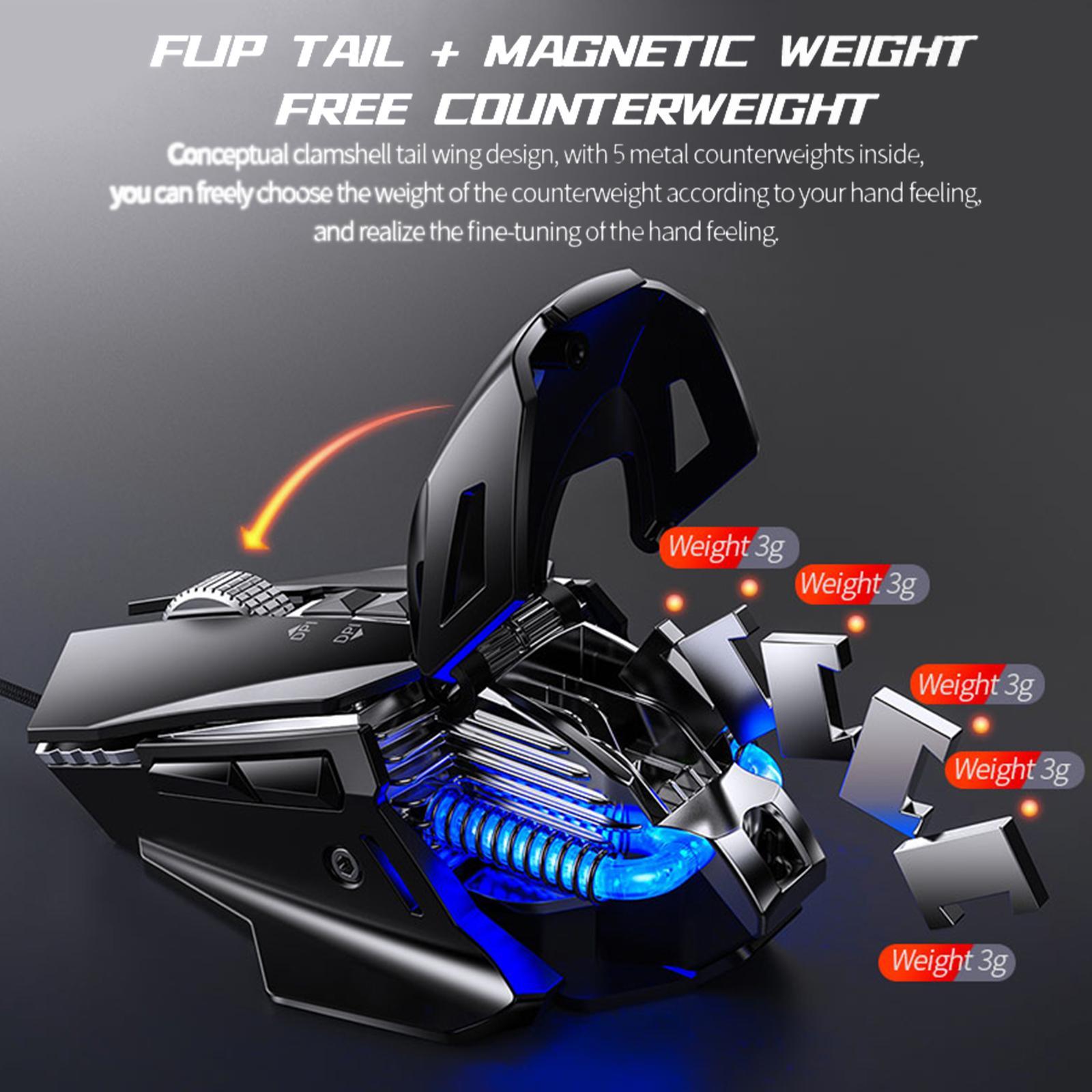 Mechanical Gaming Mouse Wired Adjustable DPI up to 7200 Dynamic Lighting Full Keys 7 Buttons Optical Mouse for PC Notebook Ergonomic Mice