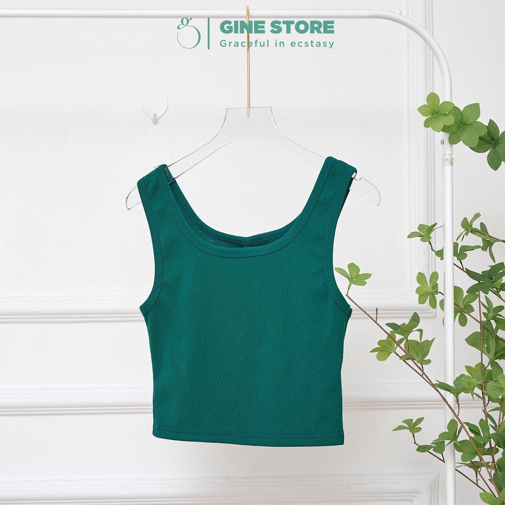 Áo croptop nữ hai dây bản to SUE chất thun bo gân co giãn, áo thun Tanktop body dáng lửng cho nữ GINE STORE