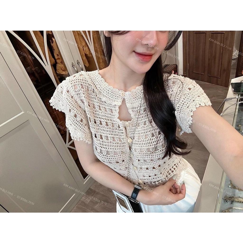 ÁO REN CROPTOP CỔ THUYỀN TAY BÈO CỰC XINH LUN Ạ