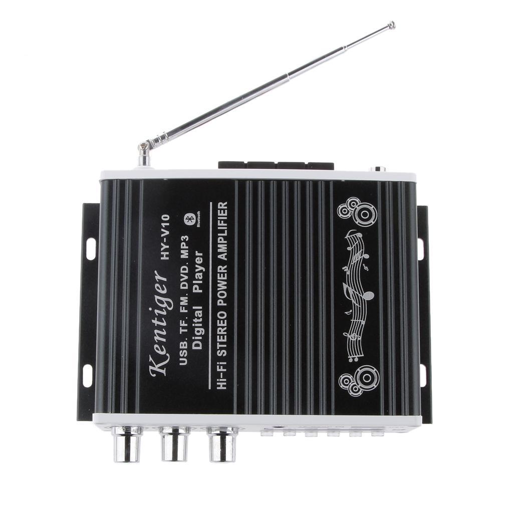 2CH Bluetooth HiFi Stereo AMP Amplifier Bass Booster For Car Home MP3 Black