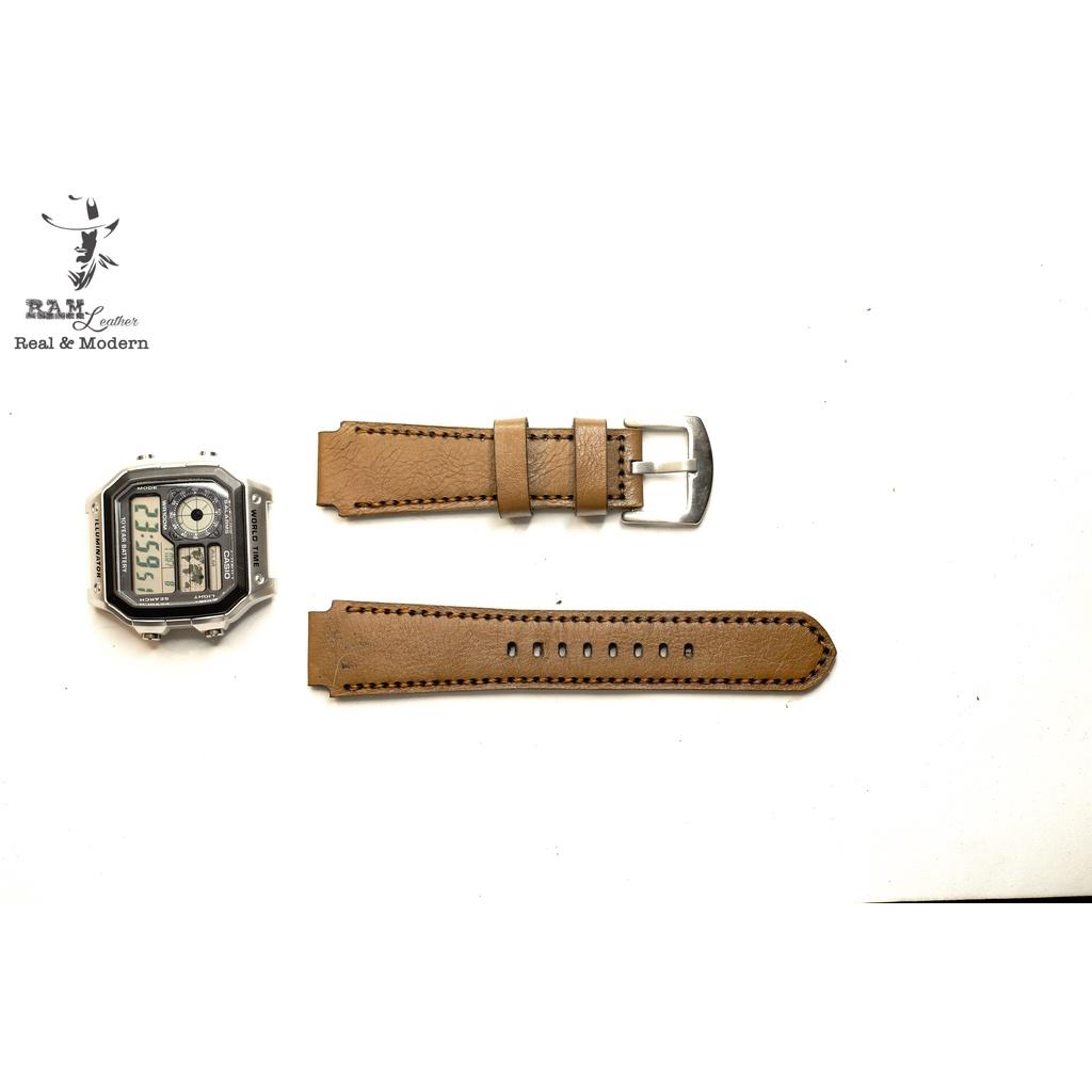 Dây đồng hồ da bò màu cà phê sữa - RAM Leather