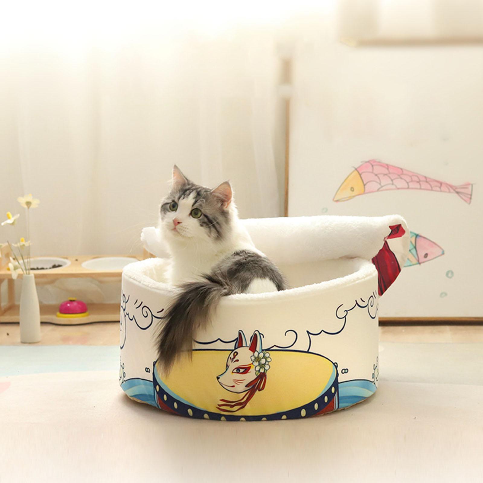 Cave House Tent Mat with Lid with Cushioned Pillow Cat Beds for Indoor Cats