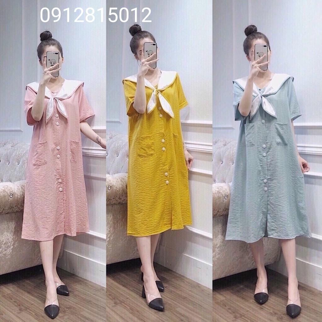 Váy bầumặc đi làm đi chơi đều đượcchất lụa Hàn mịn mềm mát, thấm hút mồ hôiFree size 43~68kg