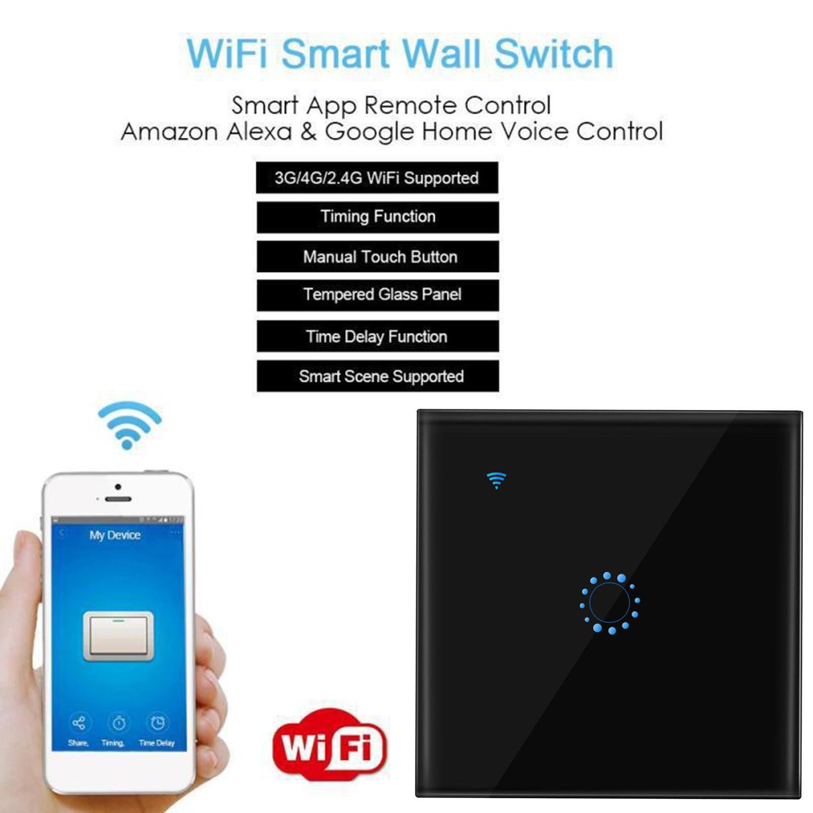 Luxury WIFI Wall Touch Home LED Light Smart Switch Remote Control 1 Gang