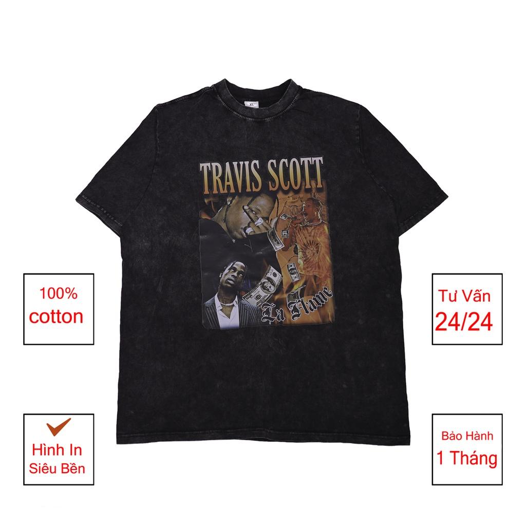 Áo thun nam nữ TRAVISSCOTT loang đen tay lỡ chất liệu cotton 100% cao cấp dáng unisex