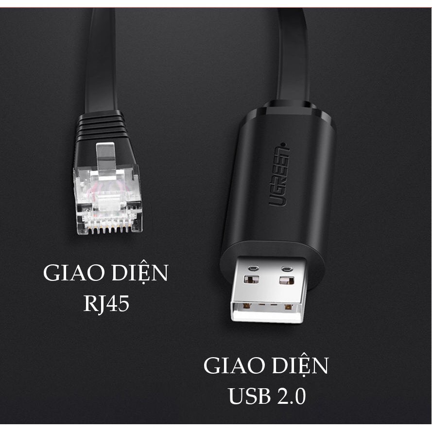 Cáp Lập Trình Console USB To RJ45 Ugreen 50773 60813 CM204 Hàng Chính Hãng (Chíp set FTDI)