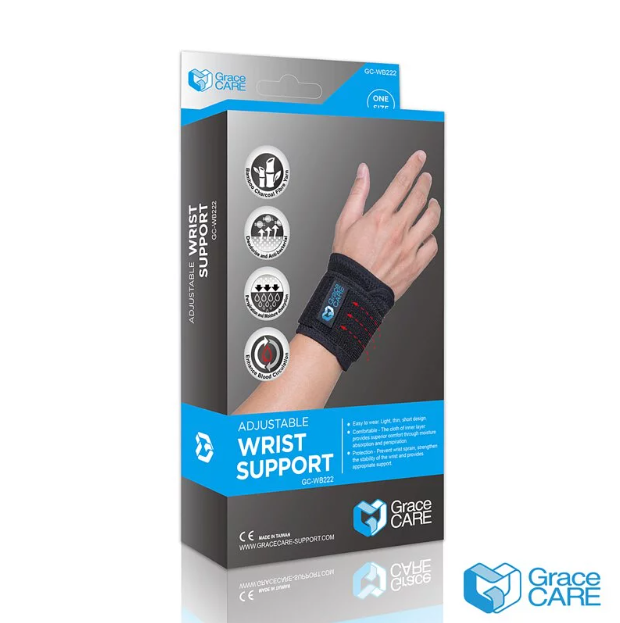 Đai quấn hỗ trợ cổ tay dây đai kép Grace Care WB222 thành phần có sợi than tre cao cấp