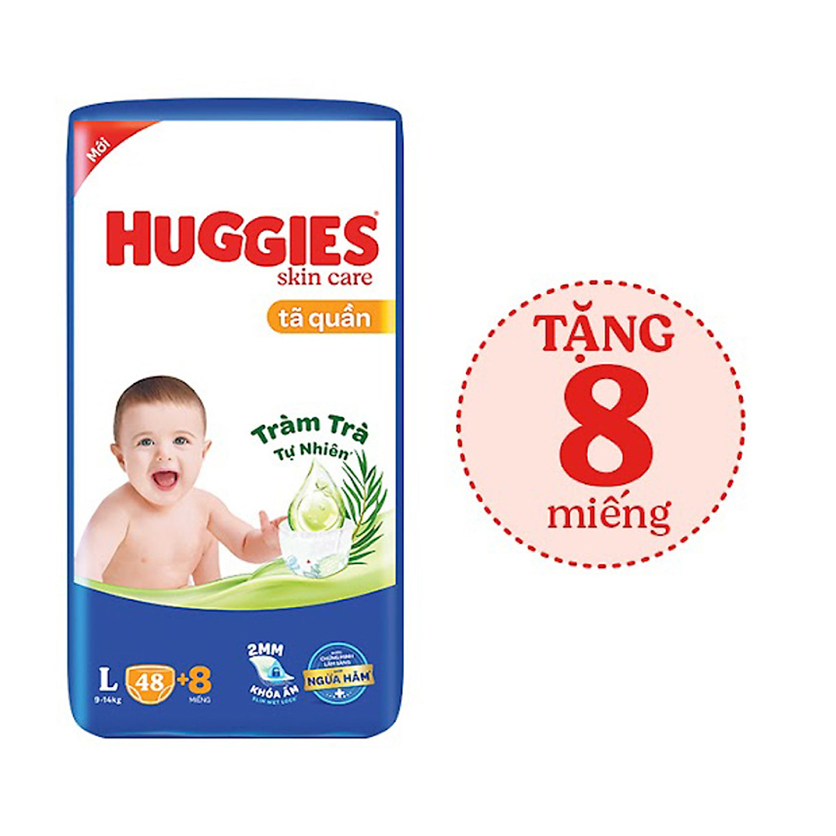 Tã/bỉm quần HUGGIES SKINCARE gói BIG JUMBO size L 48+8 miếng