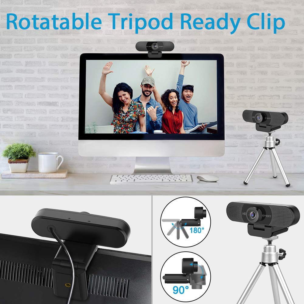 Webcam Emeet C960 - Họp Trực Tuyến Góc Rộng 90*, Full HD1080P, Tự Động Lấy Nét Và Căn Chỉnh Ánh Sáng - Hàng Chính Hãng