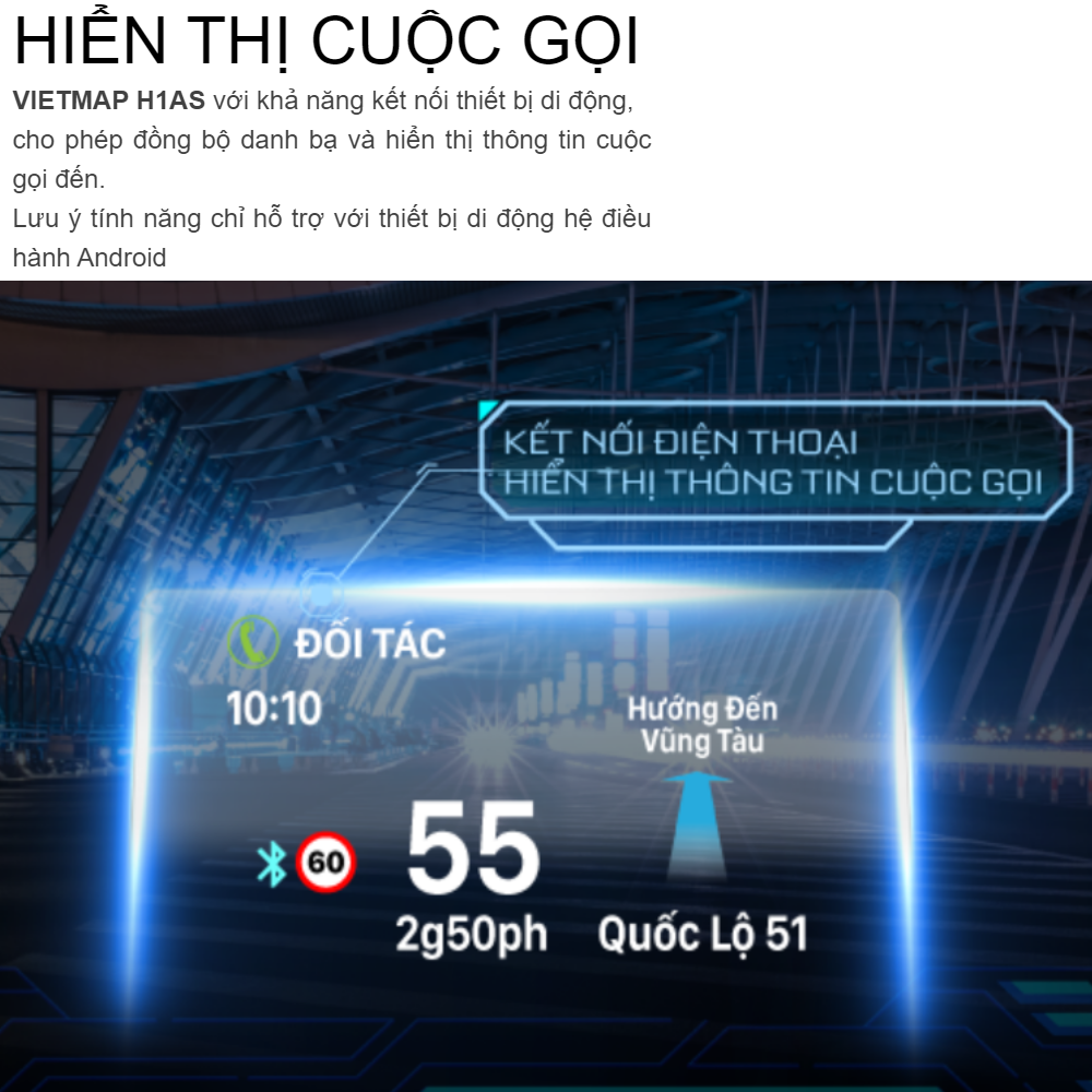 Màn Hình Hiển Thị HUD Vietmap H1AS - Hàng Chính Hãng