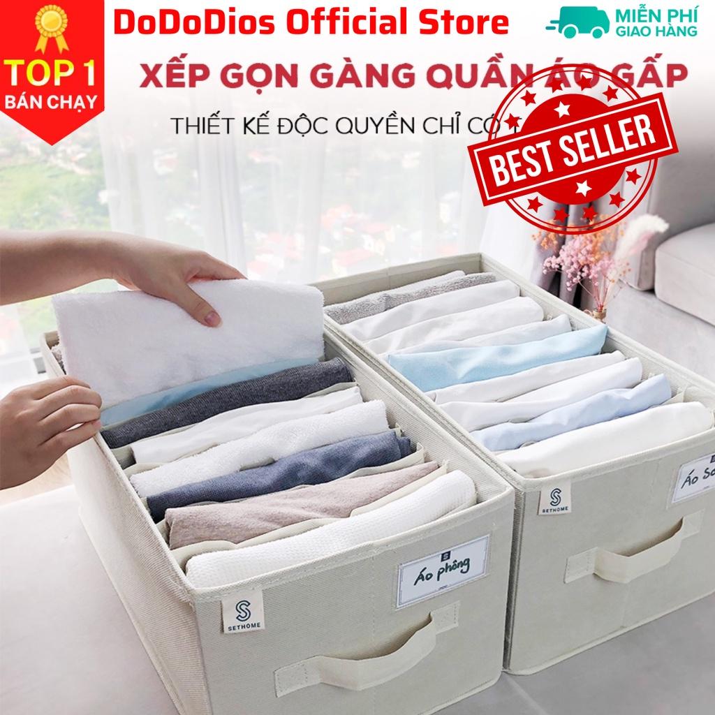 Hộp Vải Đựng Quần Áo Chia Ngăn Có Nắp - Chính hãng DoDoDios - Màu Kem - Hàng Chính hãng dododios
