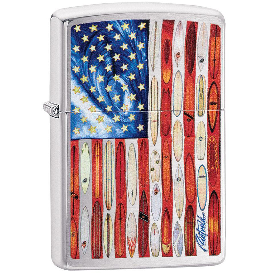 Bật Lửa Zippo 49145 – Zipppo Rietveld American Flag Brushed Chrome