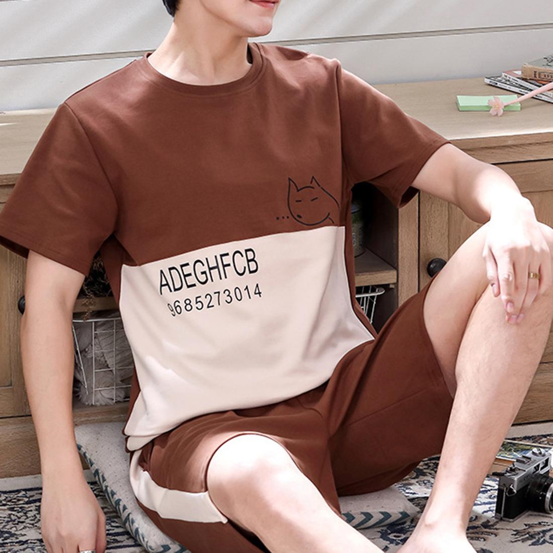 Đồ Ngủ Bộ Áo Ngắn Tay Mùa Hè Áo Quần Short Cotton Thun Bộ Đồ Ngủ Nhà Phù Hợp Với Nam Đồ Ngủ Rời Váy Ngủ 2 Cái/bộ