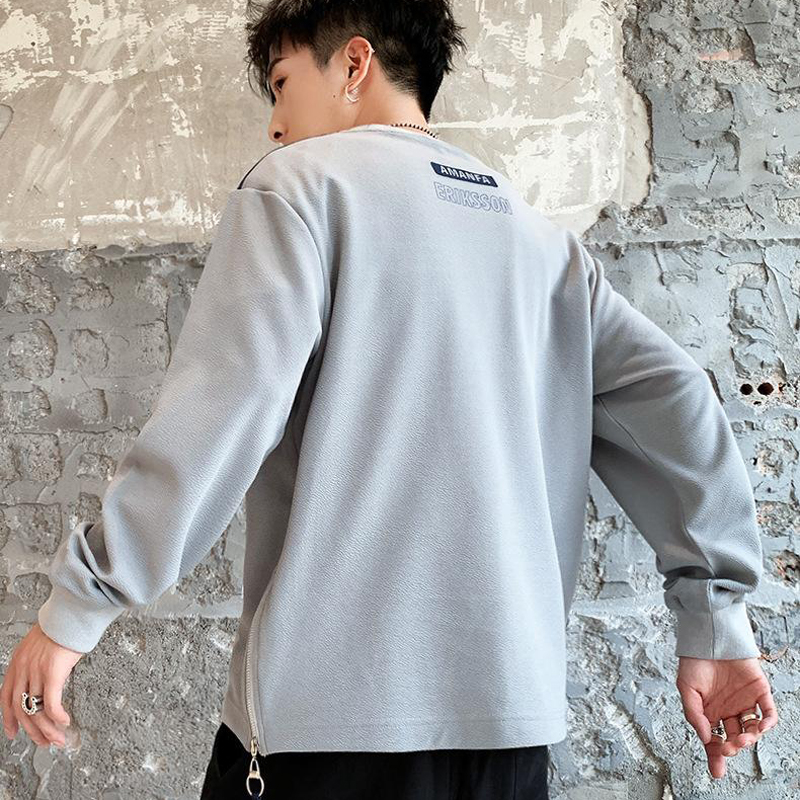 Autumn Youth Casual Pullover Men's Round Neck Long Sleeve T-Shirt