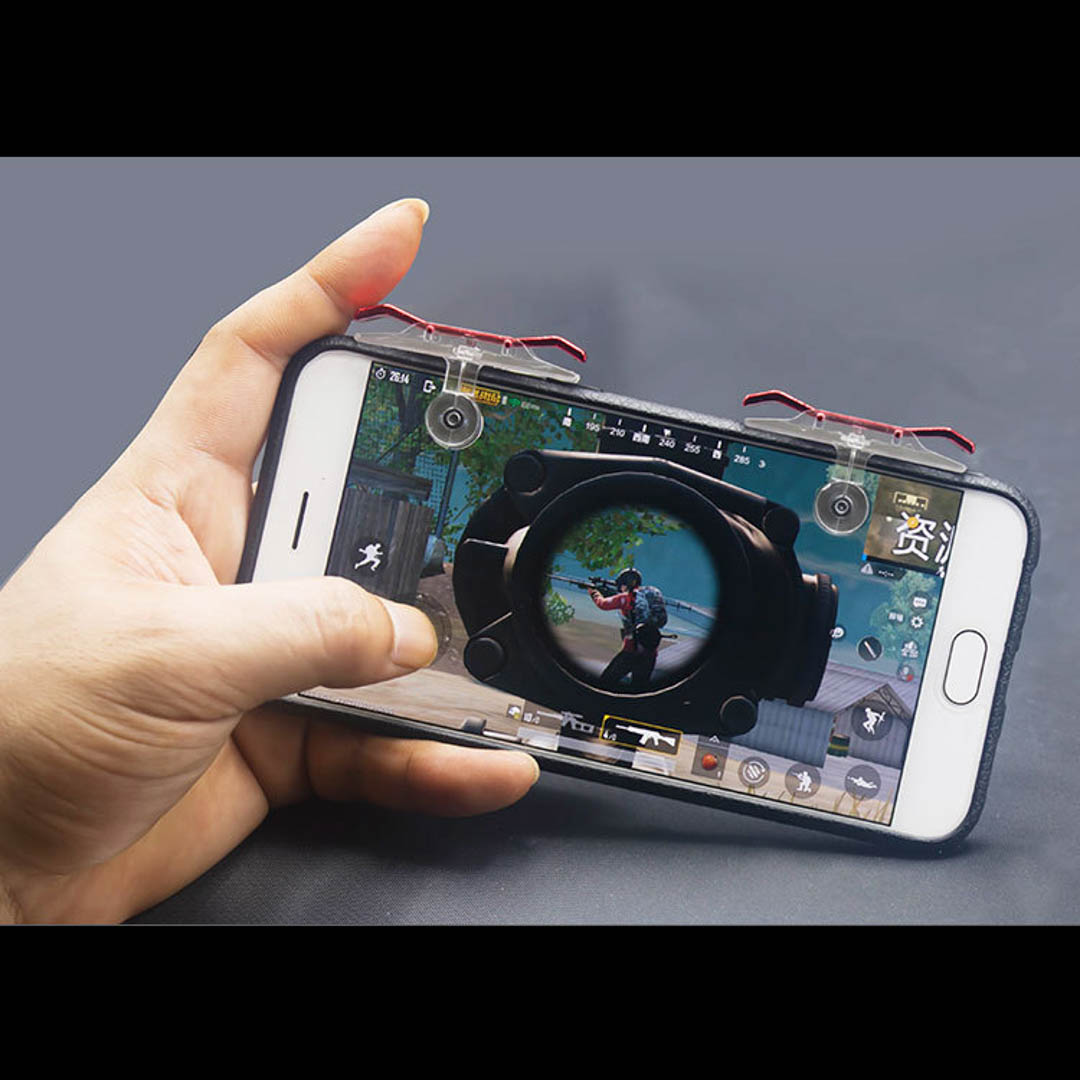 Bộ 2 nút bấm chơi game dòng G9 cảm ứng nút thép đỏ trên điện thoại phù hợp với các tựa game mobille đang hot hiện nay