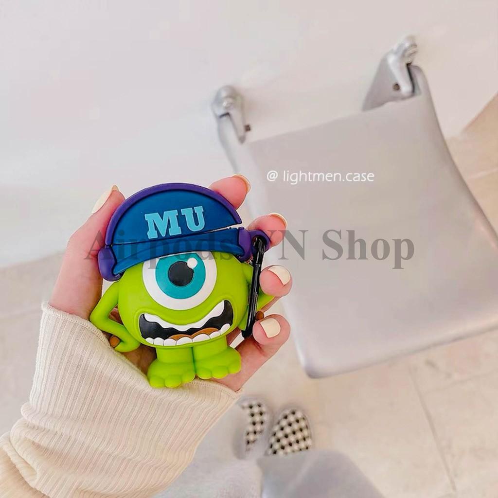 Bao Case Ốp dành cho Airpods 1/2 & Airpods Pro Monster mike xanh kute silicon cao cấp