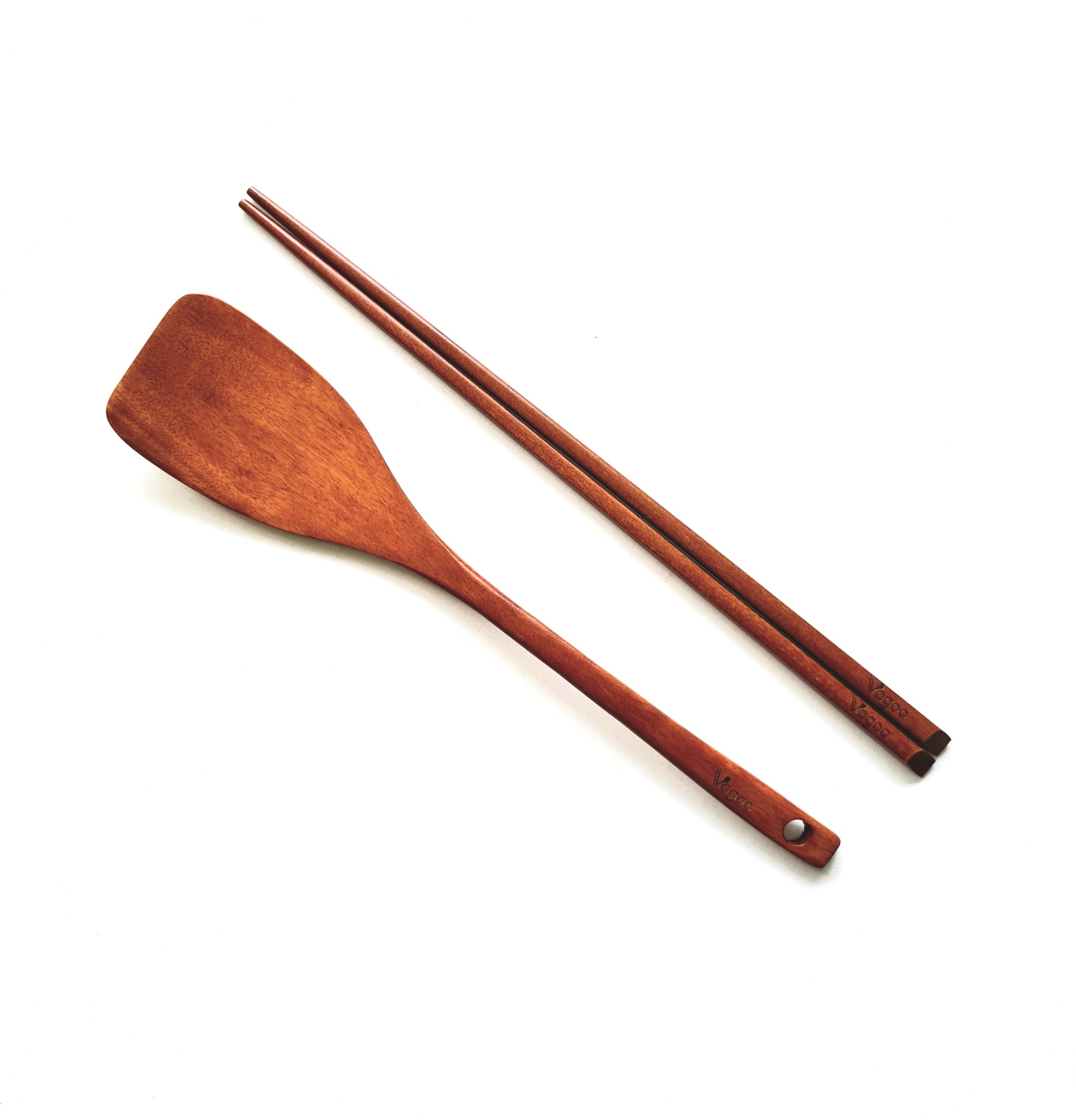 Bộ Sạn & Đũa Bằng Gỗ Nhãn Tự Nhiên - VAGOO - Làm Thủ Công Chống Thấm, Chống Ẩm Mốc, An Toàn Cho Sức Khoẻ