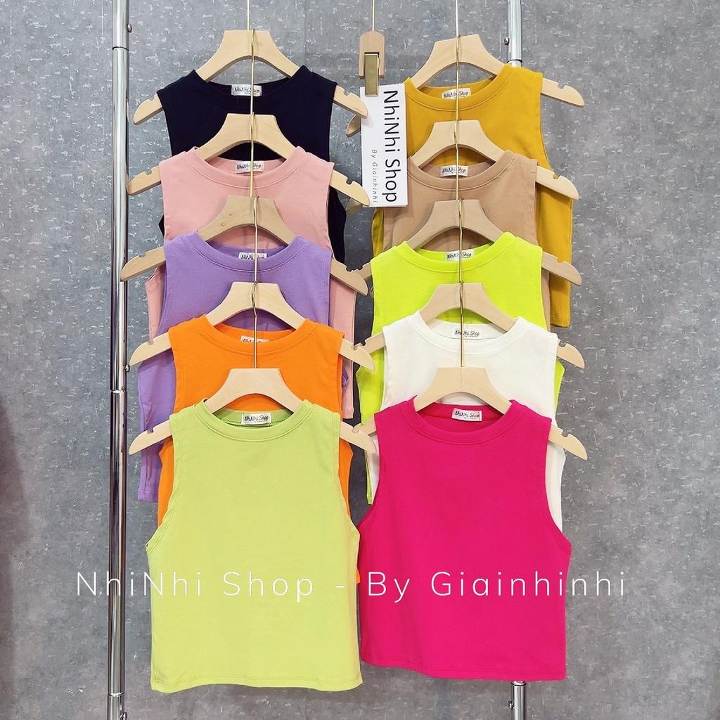 Áo ba lỗ dáng ngắn cổ tròn, Áo croptop sát nách form ôm co giãn CS0802 - NhiNhi Shop