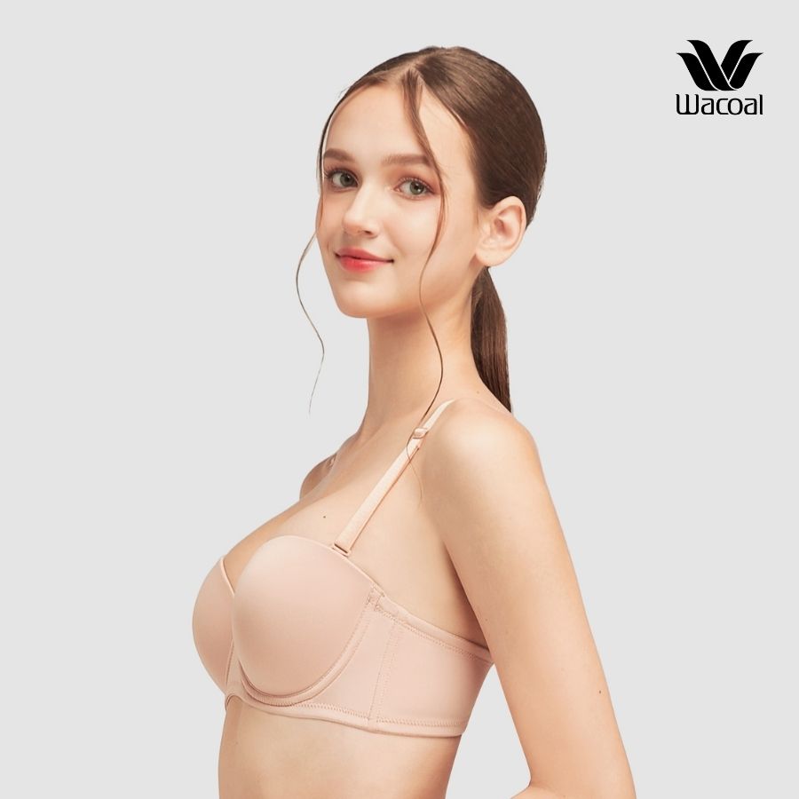 Áo lót Wacoal IYLB5545 có gọng, nâng nhẹ, trơn, áo quây tháo dây, mút mỏng dưới 1cm