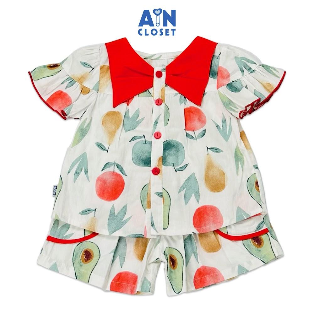 Bộ quần áo ngắn bé gái họa tiết Táo Xanh cotton - AICDBGAUYPKM - AIN Closet