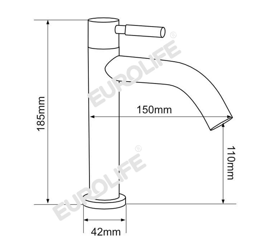 Vòi lavabo lạnh Inox SUS 304 Eurolife EL-LL123