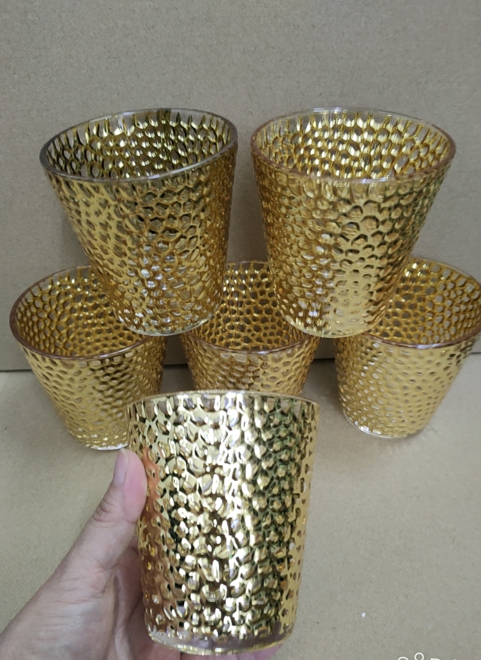 BỘ CỐC THỦY TINH 6 CHIẾC VÂN SẦN MẠ VÀNG CHỊU NHIỆT CAO CẤP
