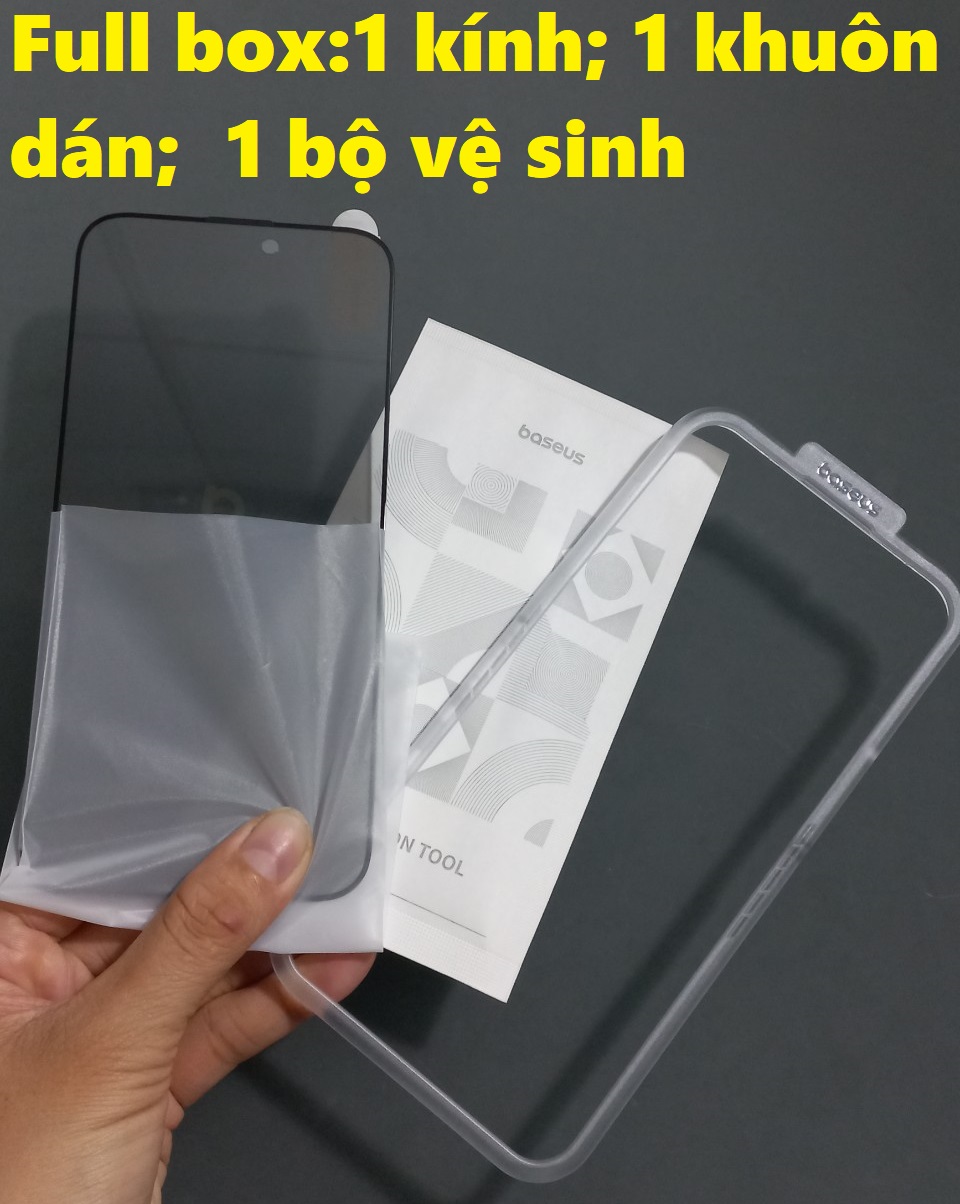 Kính cường lực chống nhìn trộm full màn cho iP 15 Series Baseus 28° Privacy Protection tempered Glass _ Hàng chính hãng