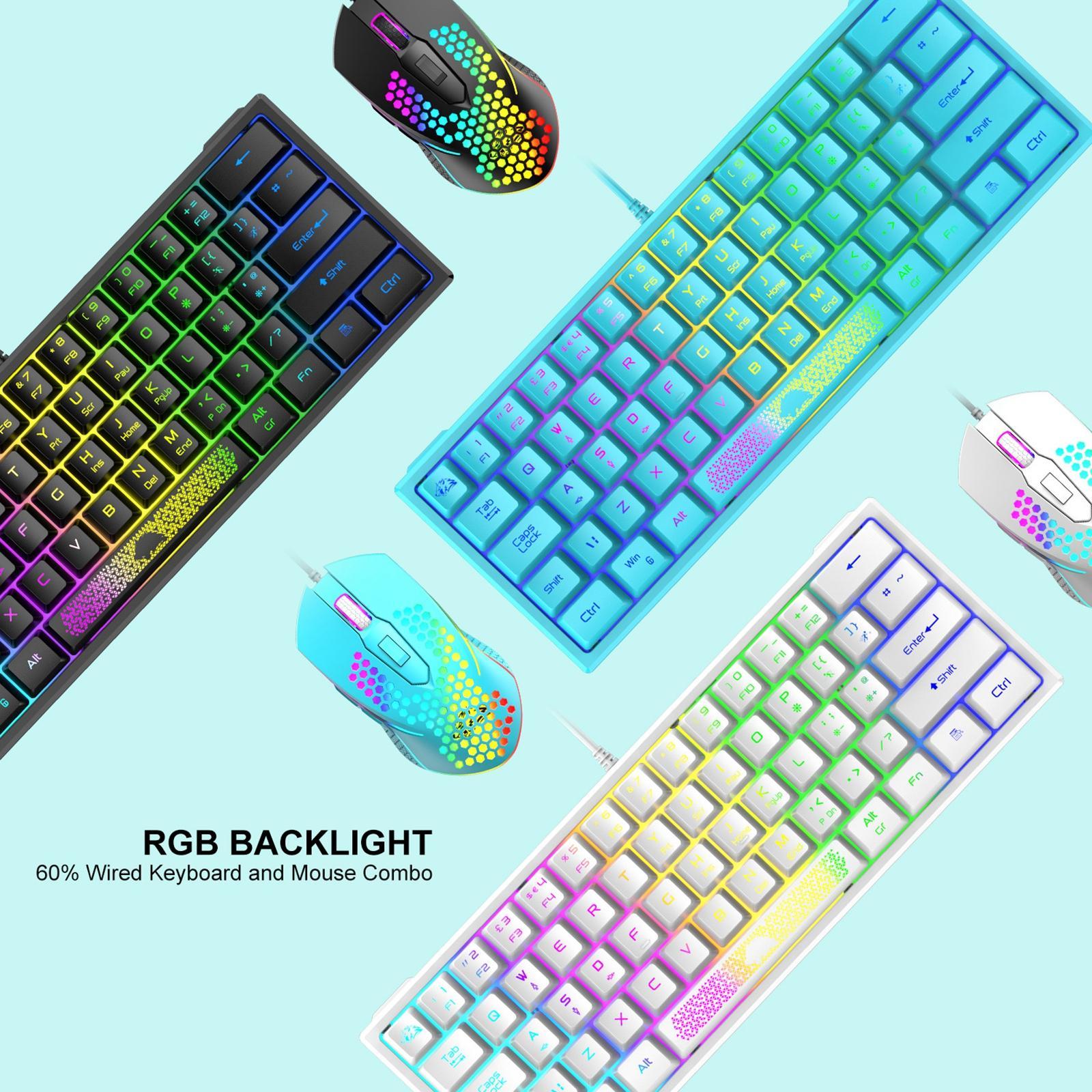 RGB Backlit 62 Key Game Keyboard 60% Layout Waterproof Mini for Gamer Android iOS Windows