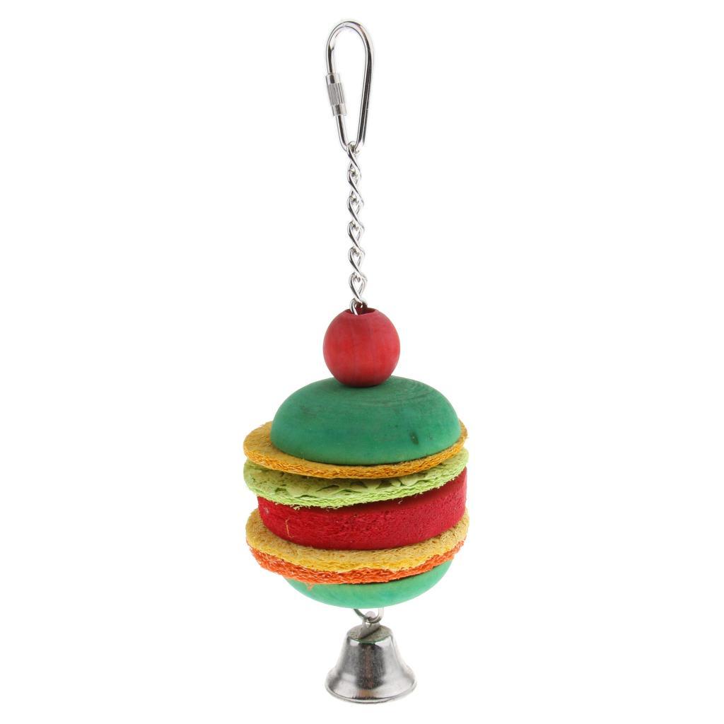 Wooden Loofah Handwork Toy Cockatiel Hanging Swing Cage Chew Trainning Toy