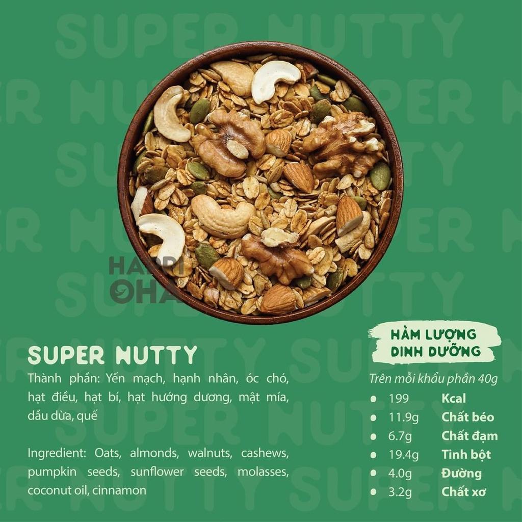 Set ăn sáng đong đầy HAPPI OHA gồm 6 sản phẩm granola, bánh gạo, bơ đậu phộng, biscotti, yến mạch, hạt chia