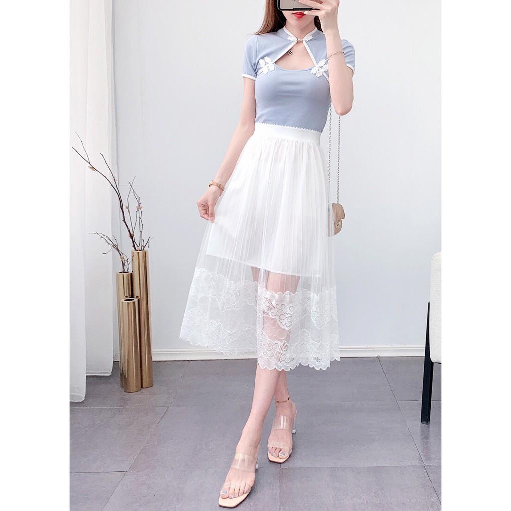 Chân váy nữ dáng suông dài 2 lớp có nhiều màu cho chị em lựa chọn cv06