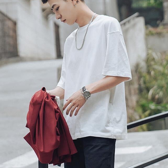 Áo thun trơn tay lỡ form rộng unisex - Phông trơn