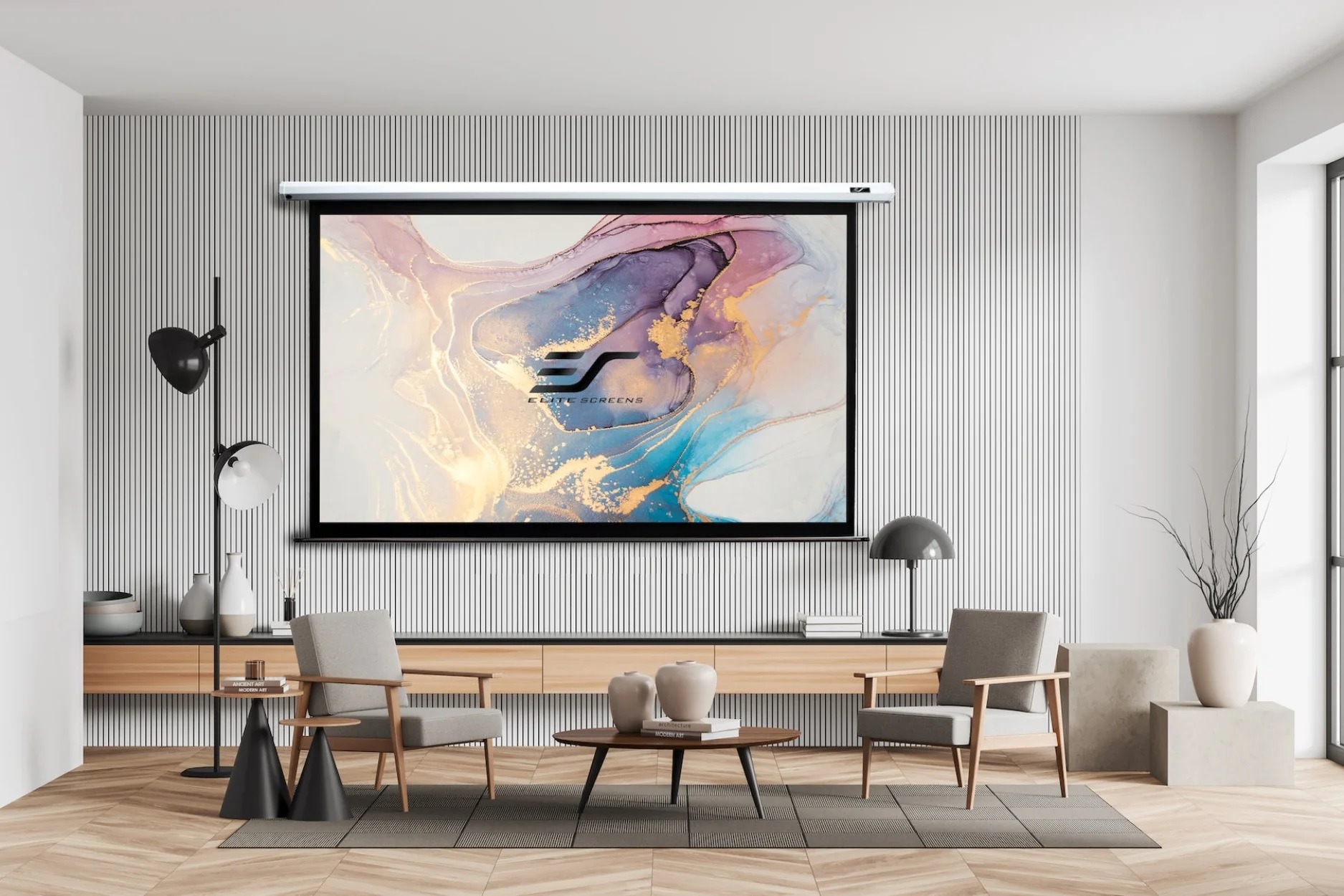 Màn Chiếu Elite Screens Dòng Spectrum - Màn Chiếu ĐIỆN, 100 inch Tỷ lệ Khung Hình 16:9 (Vùng hiển thị 125 x 221.5 cm) Gain 1.1 (ELECTRIC100H) – Hàng Chính Hãng